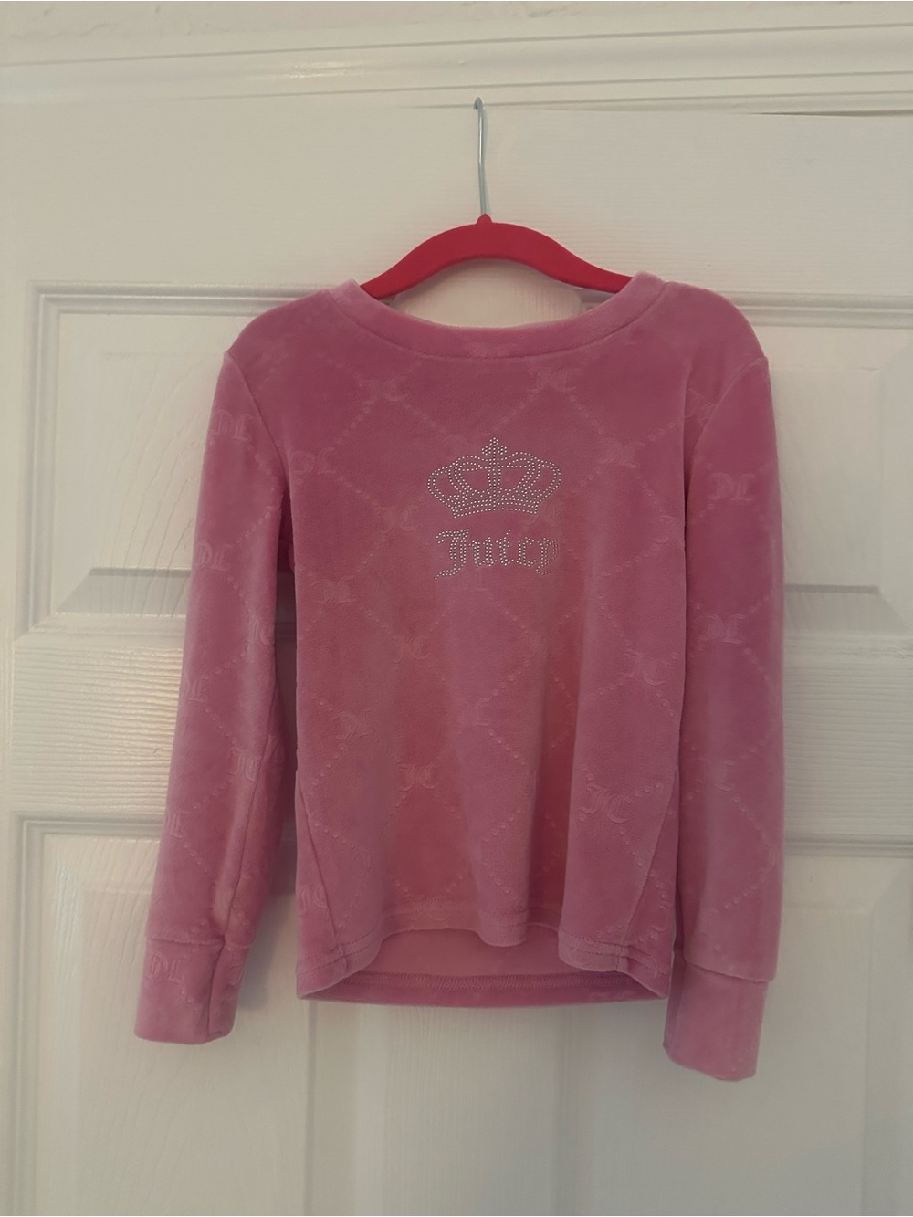 Juicy Couture Pink Velour Rhinestone Crown And Pant Set